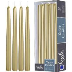 Hyoola Taper Candles - 30 cm Metallic Cream Gold, Drip-Free Table Candles - Candles Long Burning Time 10 Hours - Pack of 12