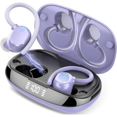 Bluetooth Headphones Sport, In-Ear Headphones Wireless Bluetooth 5.3 with 4 ENC Noise Reduction Mic, 80 Hours Playtime with Deep Bass, IP7 Waterproof Earphones with Ear Hooks, LED Display, Comfort