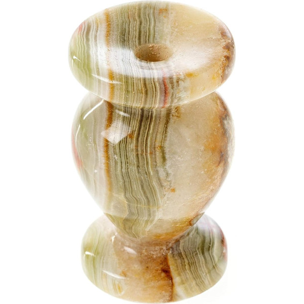 Danilovo Candle Holder, Natural Onyx Candlestick for Thin Candles, Orthodox Candle Holder from Onyx Marble, Ideal for Candles up to Diameter 9 mm (Height 7 cm)