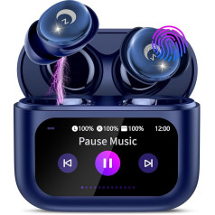 Bluetooth Headphones, Mini Sleep Headphones Bluetooth 5.4 with Touch Screen, In-Ear Headphones Wireless with Clear Communication, IPX7 Earphones with 48H Immersive Deep Bass Earphones/5 EQ Mode, Deep