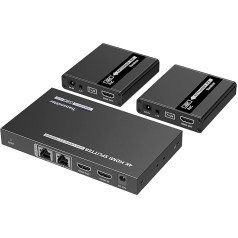 PremiumCord HDMI 1-2 Splitter + Extender via CAT6/6a/7, Ultra HD 4K @ 30Hz at 70 m, Metal Housing, 2 Receivers with Power Supplies, Dolby TrueHD, 3D, EDID, CEC, HDCP2.2