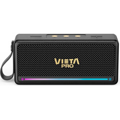 Vieta Pro Orpheo Portable Bluetooth 5.3 Vintage Speaker with 10H Battery, TWS, IPX7, USB and True Wireless. Black Wireless Retro Speakers