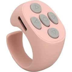 TIKTok Bluetooth Remote Control Wireless Scrolling Page Turner for iOS Android Mobile Phone App, Rechargeable Camera Shutter Remote Selfie Button with Smart Ring, Charging Cable (Pink)