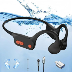 Tayogo Bone Conduction Headphones Swimming, Bluetooth 5.3, Underwater MP3 Headset, 32GB Memory, Magnetic Charging, Built-in Microphone, 15 Hours Playtime, Black (Black-L)