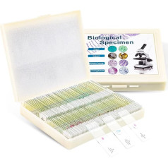 USCAMEL 100 Microscope Slides, 100 Prepared Microscope Slides with Specimens for Children and Adults