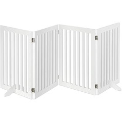 Relaxdays Barrier Gate, Adjustable Safety Gate for Dogs, Children Barrier, Fireplace & Oven, MDF, Choice of Length, White