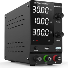 IKococater DC Adjustable Power Supply 0-30 V / 0-10A, 32 V 10 A Laboratory Power Supply with 4-Digit LED Display