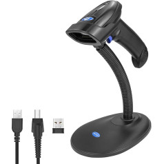 NETUM 2D Barcode Scanner Bluetooth, Wireless QR Code Scanner with Holder, 2D Imager with 2000 mAh Battery, Screen Scanning Supported, NT-1228BL-WS