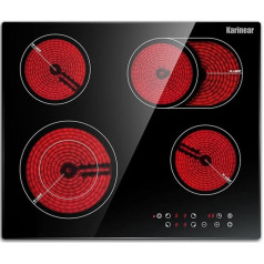 Karinear Built-in Glass Ceramic 4 Hobs with Double Extendable Zone Integrated Electric Table with Touch Control Timer Lock for Kids 6600W