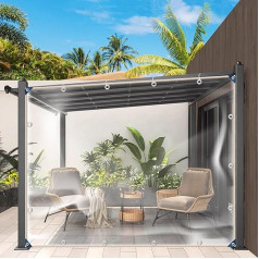HIYOUGO Waterproof Transparent Tarpaulin with Eyelets, 2.4 x 3 m Rain Cover Tarpaulin, Clear Cover for Gazebos, Gazebos, Balconies, Gardens, Plant Roof, Greenhouse Pet Hutch Roof