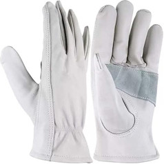 FLYIFE Work Gloves 1/2/5/10 Pair Pack Protective Gloves - Cowhide Split Leather Gloves, Professional Craft Gloves, Protective Gloves - Natural, Mechanic Gloves, 24.5 x 12 cm