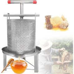 Manual Honey Presser Extractor, 10L Stainless Steel Barrel Honey Extractor Separator with T-taped Handle, Wine Fruit Press for Home, Restaurant, Large and Small Bee Farms