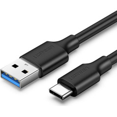 USB-A 3.0 - USB-C 3A 1,5 m kabelis - melns
