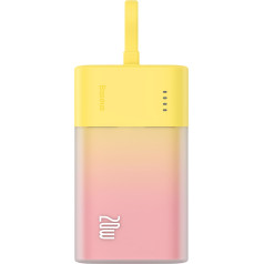 Powerbank Popsicle 5200mAh 20W ar Lightning kabeli 60W/20V/3A/30cm - dzeltena/rozā krāsā