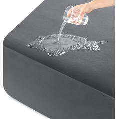 ohano Waterproof Mattress Protector 180 x 200 cm, Fine Flannel Microfibre Fitted Sheet, Incontinence Pad, Moisture Protection Bed Sheet, Waterproof and Breathable Mattress Cover, Grey