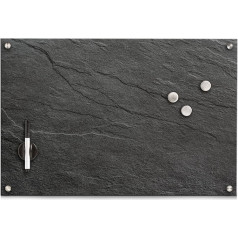 Zeller Slate Memo Board, Glass, charcoal, ca. 60 x 40 cm