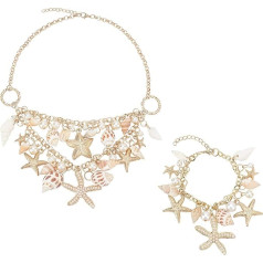 PandaHall Elite Ocean Art Multi Starfish, Sea Star, Conch Shell Beads, Chain Bracelet, Bracelet and Necklace