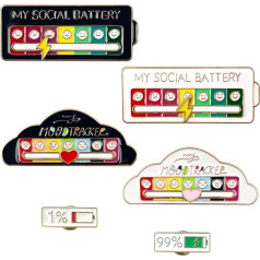 FIHODONE Pack of 6 Badge Pin for Jackets, Hats, Pins, My Social Battery Pin, Slider Social Battery Badge for Self-Expression (White + Black), Metals Social Battery Pin, Metal