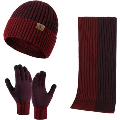 INSISMY Hat Scarf and Touchscreen Gloves Set Winter Hat Thermal Gloves Scarf for Men Knitted Hat 3 Pieces Unisex Hats for Women Winter Accessories for Men Women