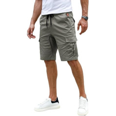Elegancity Men's Cargo Shorts Summer Casual Trousers Short Elastic Waist Chino Shorts with 6 Pockets S-XXL