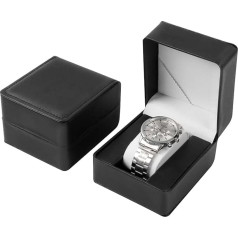 AfitLulu Watch Box Individual Watch Storage Box with Removable Watch Cushion for Men and Women, PU Leather Watch Storage Box for Watches, Smartwatches, Bracelets (Black)