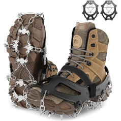 Cisivis 19-Tooth Crampons, Spikes Shoes, Crampons for Hiking Shoes, Available in Various Sizes, Suitable for Ice, Snow and Other Outdoor Activities in Winter