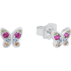 s.Oliver Ohrstecker 925 Sterling Silber Mädchen Kinder Ohrschmuck, mit Zirkonia synth, Schmetterling, Kommt in Schmuck Geschenk Box
