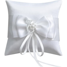 HANIUTTY Ring Cushion Wedding Ring Holder White Bridal Pillow Carrier Ring Box Ring Box Ring Box Ring Cushion Wedding Registry Office for Engagement or Wedding Rings Vintage (10 x 10 cm)