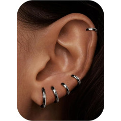 MILACOLATO Small Hoop Earrings for Women Men Surgical Steel Cartilage Huggie Earrings Snug Lobe Nose Lips Daith Helix Piercing Jewellery Tiny Hoop Hinged Sleeper Earrings 6/7/8/9/10 mm