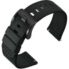 ANNEFIT Nylon Military Watch Strap, 18 mm, 19 mm, 20 mm, 22 mm, 24 mm, Stainless Steel Buckle, Quick Release Breathable Bracelet for Men