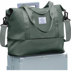 Travel Bag, Women's Sports Bag, 40 x 20 x 25 cm, Ryanair Hand Luggage, Bag, Weekender Bag, Swimming Bag, Waterproof Travel Bag, Duffle Bag, Fitness Bag, Training Bag, for Trips and Gym, A1 green.