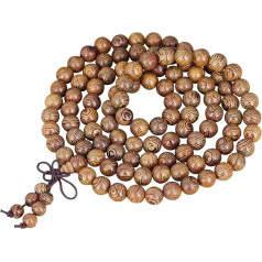 108 Prayer Beads Mala Necklace, Buddhist Bracelet Tibetan 8 mm Beads Buddhist Prayer Mala Chain Buddha Meditation Bracelets Bead Bracelet Necklace for Men and Women Yoga, Wood