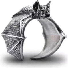 Yorimi Vintage Punk Rings Bat Ring for Men Women Adjustable Cool Gothic Ring for Halloween Bat Jewellery Women Men