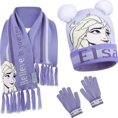 Frozen Hat Scarf and Glove Sets Kids Girls Winter Set, purple