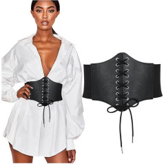 WHIPPY Women's Lace Up Corset Tied Waspie Wide Belt Elastic Corset Waist Belt Lace Up Belt