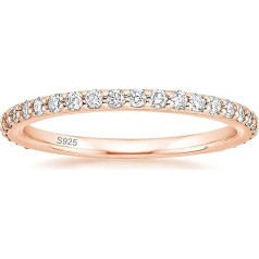 Zakk Eternity Ring Women's Silver 925 Cubic Zirconia Full Eternity Rings Front Ring Slim Engagement Rings Wedding Rings Memoire Rings 2 mm Gold Rose Gold