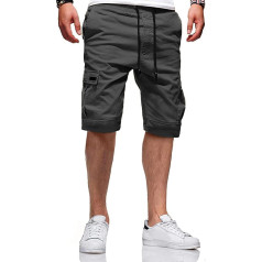 JACKETOWN Men's Cargo Shorts Cotton Bermuda Shorts Men's Summer Casual Trousers Elastic Waist Shorts with Pockets