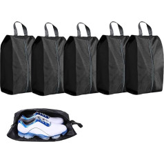 5 x Travel Shoe Bags Oxford Waterproof Dustproof Shoe Storage Bag Zipper Shoe Storage Bag for Shoes Sneakers Heels Crocodile Leather (Black), black, simple