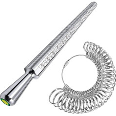 Ring Sizer, Metal Ring Sizes Determiner UK Measuring Mandrel Ring Stock Z + 5 Sizes Finger Ring Gauge EU Size 41-76 for Easy Accurate Measurement of Size Finger Rings Jewellery Male Lady