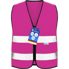 Eazy Case reflective waistcoat for children, zippered safety waistcoat, breathable, reflective, to increase visibility in road traffic, XS-M