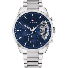 Tommy Hilfiger Multi Dial Quartz Watch for Men with Silver Stainless Steel Mesh Link Bracelet and Leather Strap