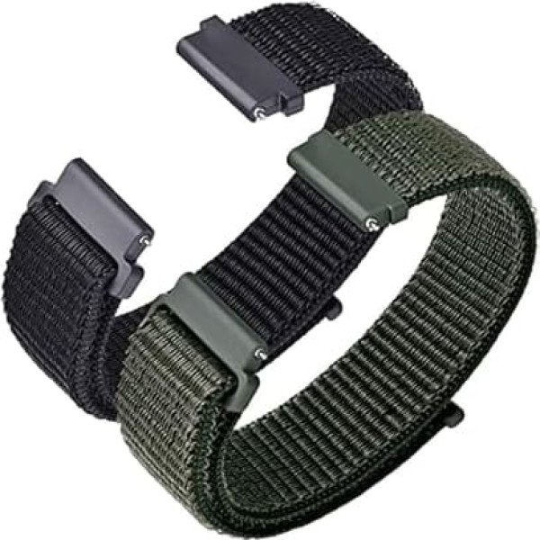 ANNEFIT Nylon Sport Watch Strap 16 mm 18 mm 19 mm 20 mm 21 mm 22 mm 24 mm, Quick Release Adjustable Breathable Bracelet for Men Women (Pack of 2)