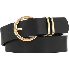 JasGood Women's Leather Belt for Jeans Trousers Dresses Fashion Gold Buckle Women's Leather Belt