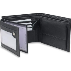 FOMAX® Men's Genuine Leather Wallet with RFID Protection, Landscape Format Wallet for Men, black, Classic