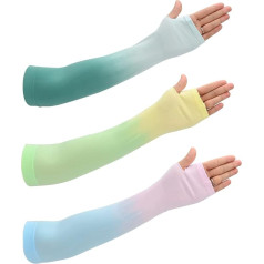 3 Pairs of Arm Sleeves UPF50+ UV Protection Cooling Arm Warmers Colour Gradient Summer Sun Sun Protection for Men Women Tattoo Cover Unisex Sleeve Compression Arm Sleeves Non-Slip for Outdoor Running,