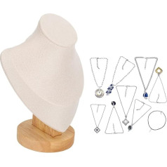 Cyrank Jewellery Bust, 3D Necklace Display Holder Stand, Jewellery Stand, Necklace Chain Bust Display Holder Stand, Boutique Bras, Wooden Base, Jewellery Organisers, Exhibition Layout (Beige)