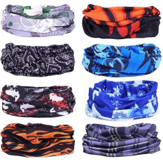 GOTRUST Pack of 8 Printed Bandanas, Multifunctional Scarf, Choice Headscarf, Headband, Multifunctional Scarf, UV Residence for Yoga, Hiking, Riding, Motorcycling
