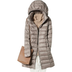 HAXNOHEY Lightweight Quilted Jacket Women's Long Thin Down Jacket Puffer Jacket Women's with Hood Long Ultralight Down Quilted Jacket Lightweight Quilted Coat Women's Lightweight Down Jacket Women