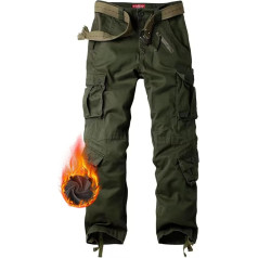 siyecaoo Women's Cargo Trousers Winter Warm Fleece Lined Cotton Hiking Trousers Multi Pockets Outdoor Trousers Workwear Zip Army Military Relaxed Fit Trekking Trousers