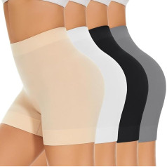 SIMIYA Women's Cycling Shorts Under Dress Skirt Anti Chafing Hot Pants Short Leggings Women's Boxer Shorts Comfortable Elastic Underwear for Everyday Use Pack of 4